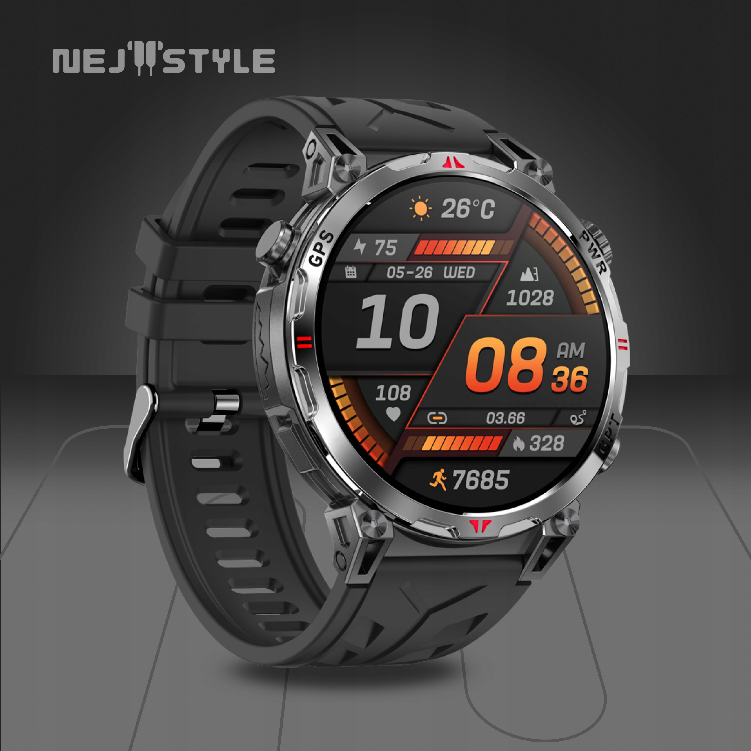 Смарт-годинник Чоловічий GPS Водонепроникний 3ATM AMOLED Розмовляючий 650mAh Меню EN