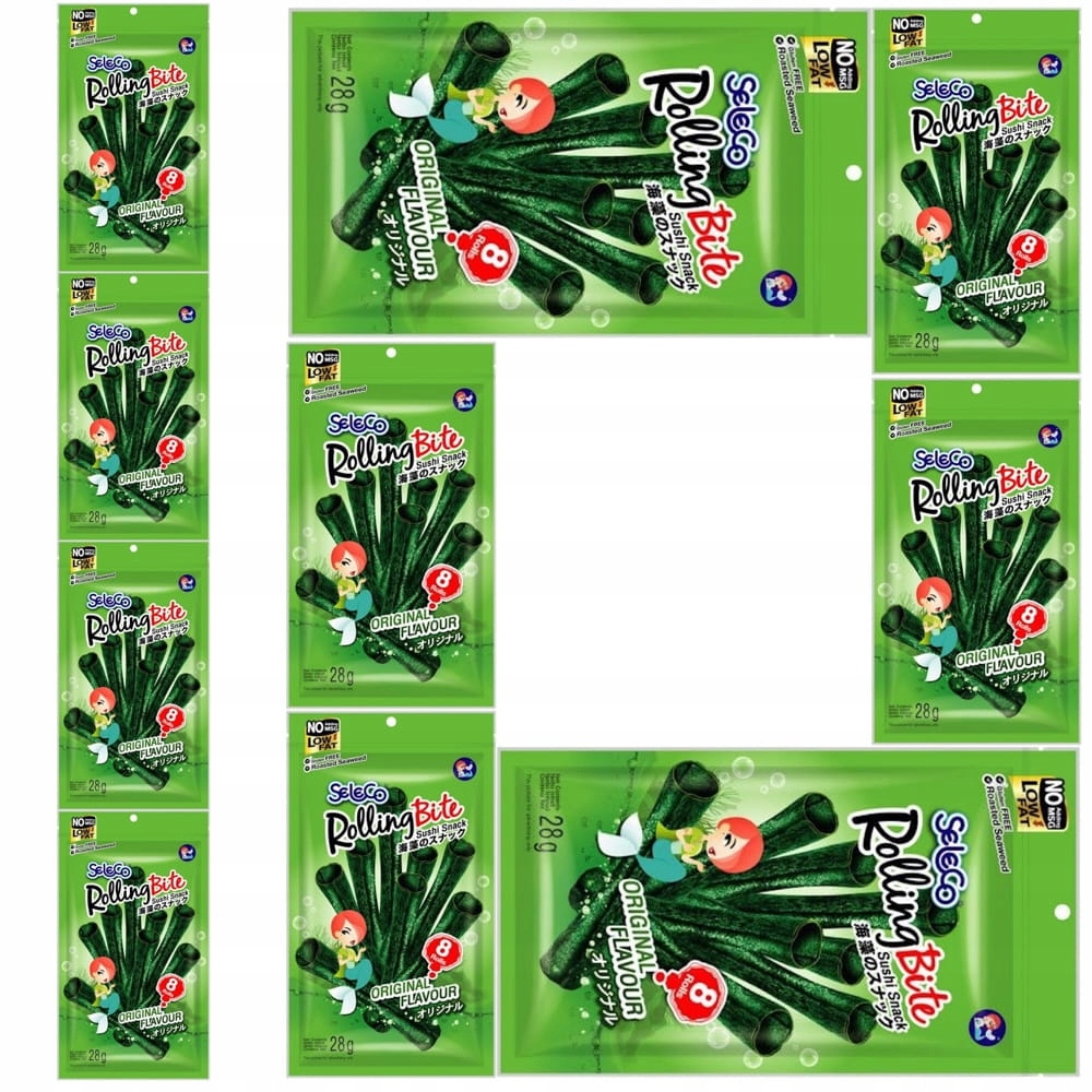 10x Przekąska Chrupiące Wodorosty Snacki z Glonów Nori Roll Original 28g