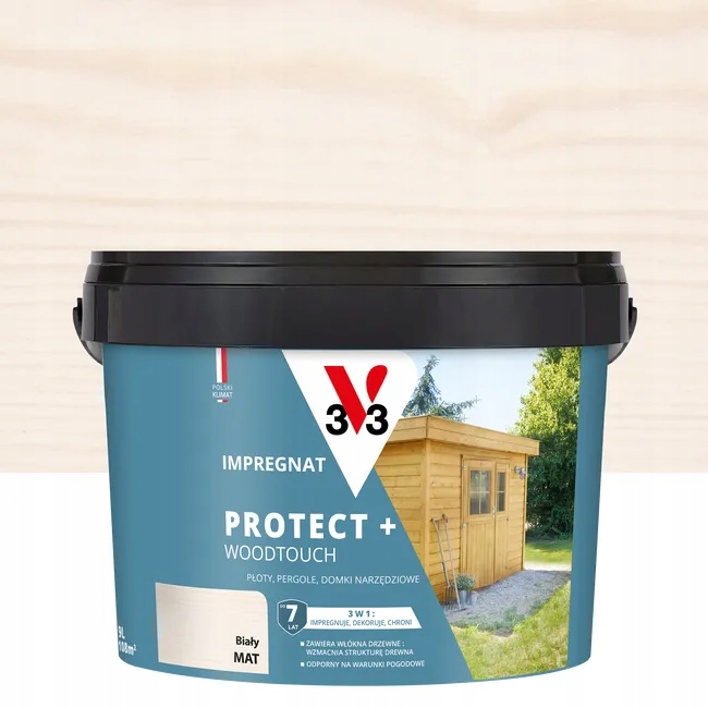 V33 Impregnat Protect+ Woodtouch 7LAT 3w1 Biały 9L