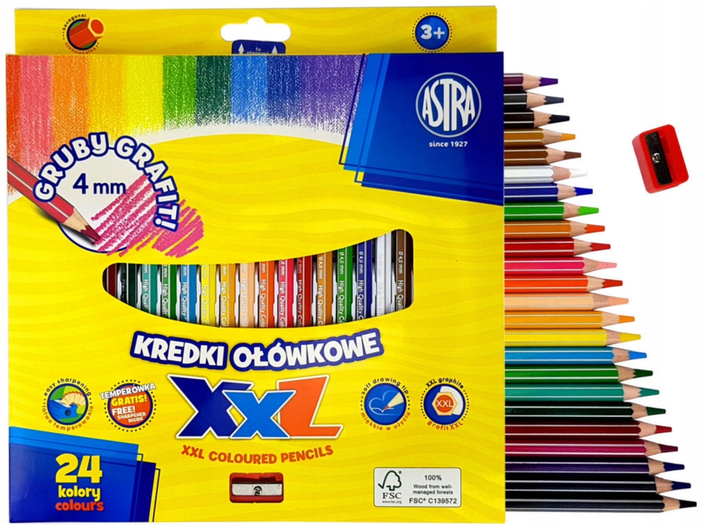 

Kredki ołówkowe Astra 24 Gruby Grafit
