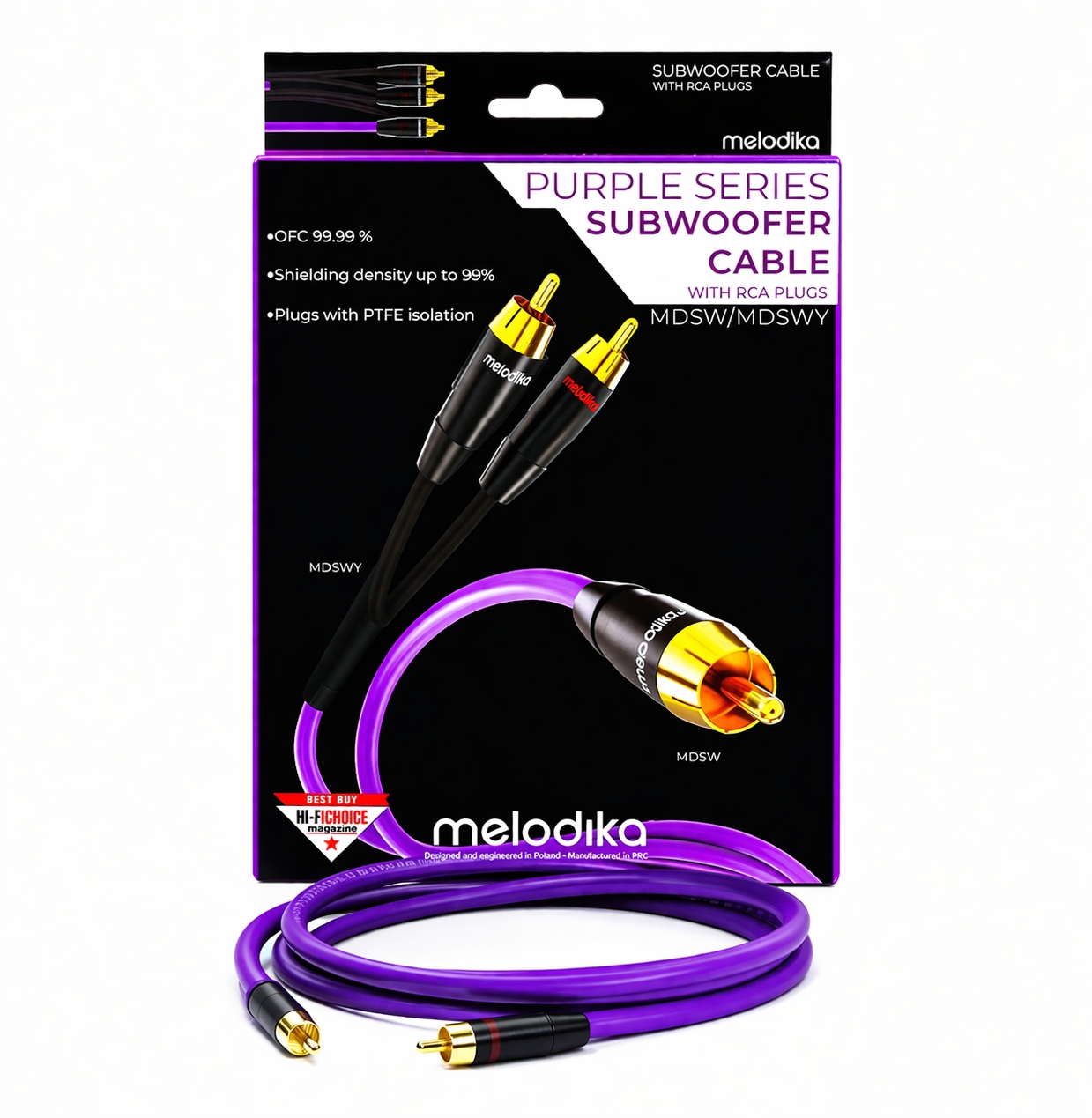 Kabel Melodika MDSW20 Purple Rca-rca Do Subwoofera Cinch Ofc 2m