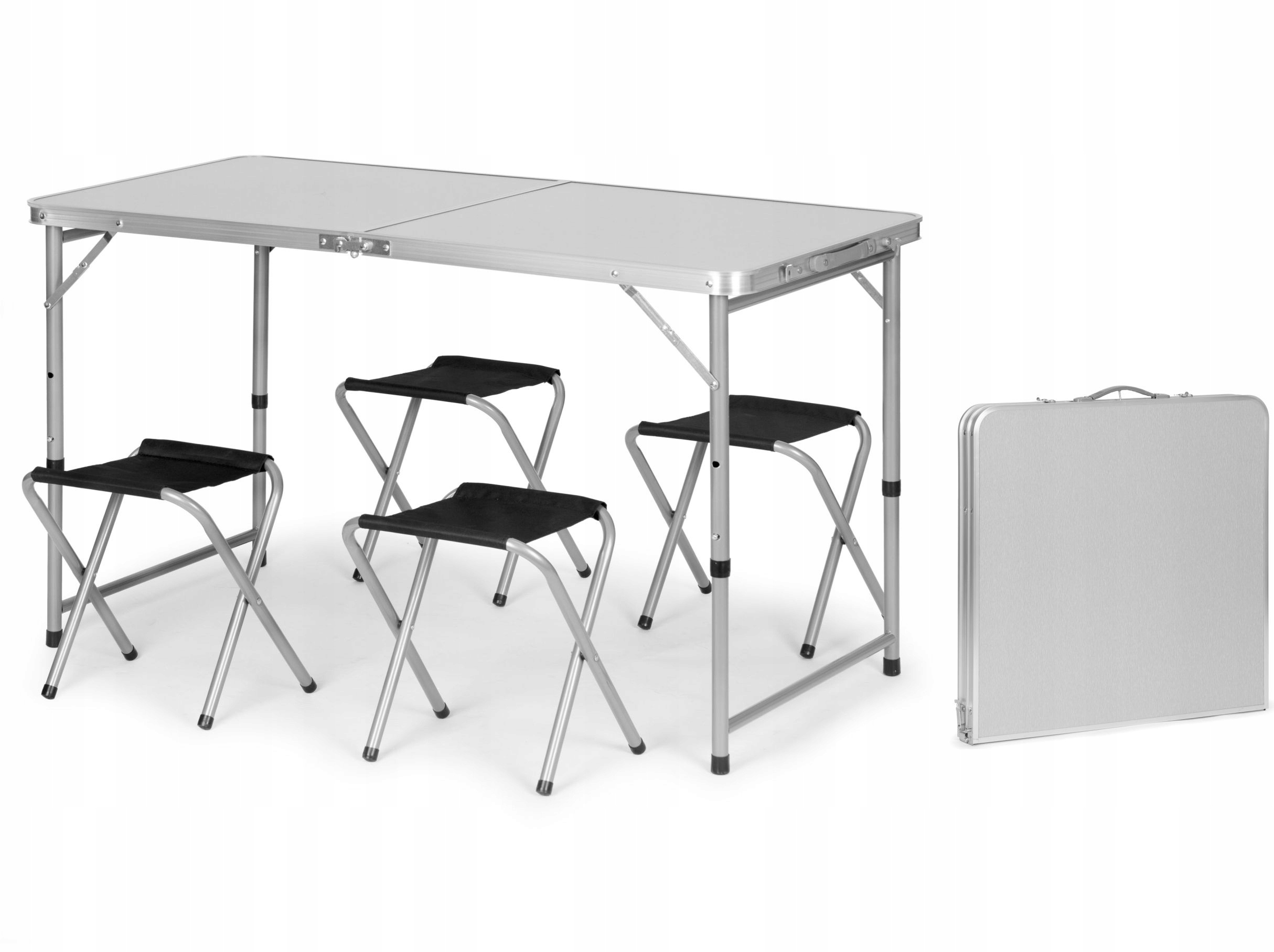 Stolik turystyczny składany stół ogrodowy walizka 4 krzesła 120x60x70 cm