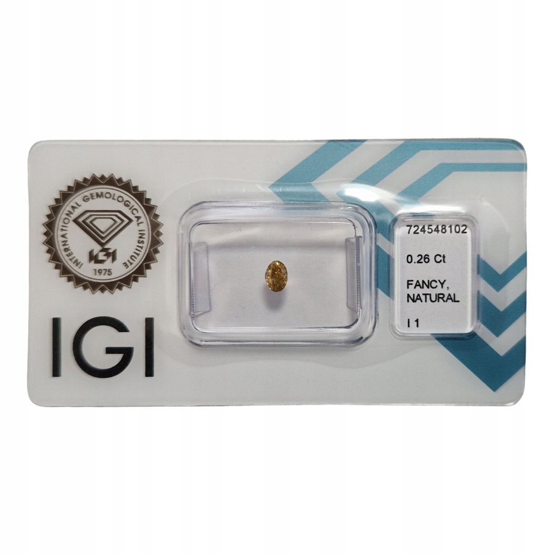 Diament Naturalny Owal Fancy Intense Brownish Yellow 0.26 ct IGI CertiCard