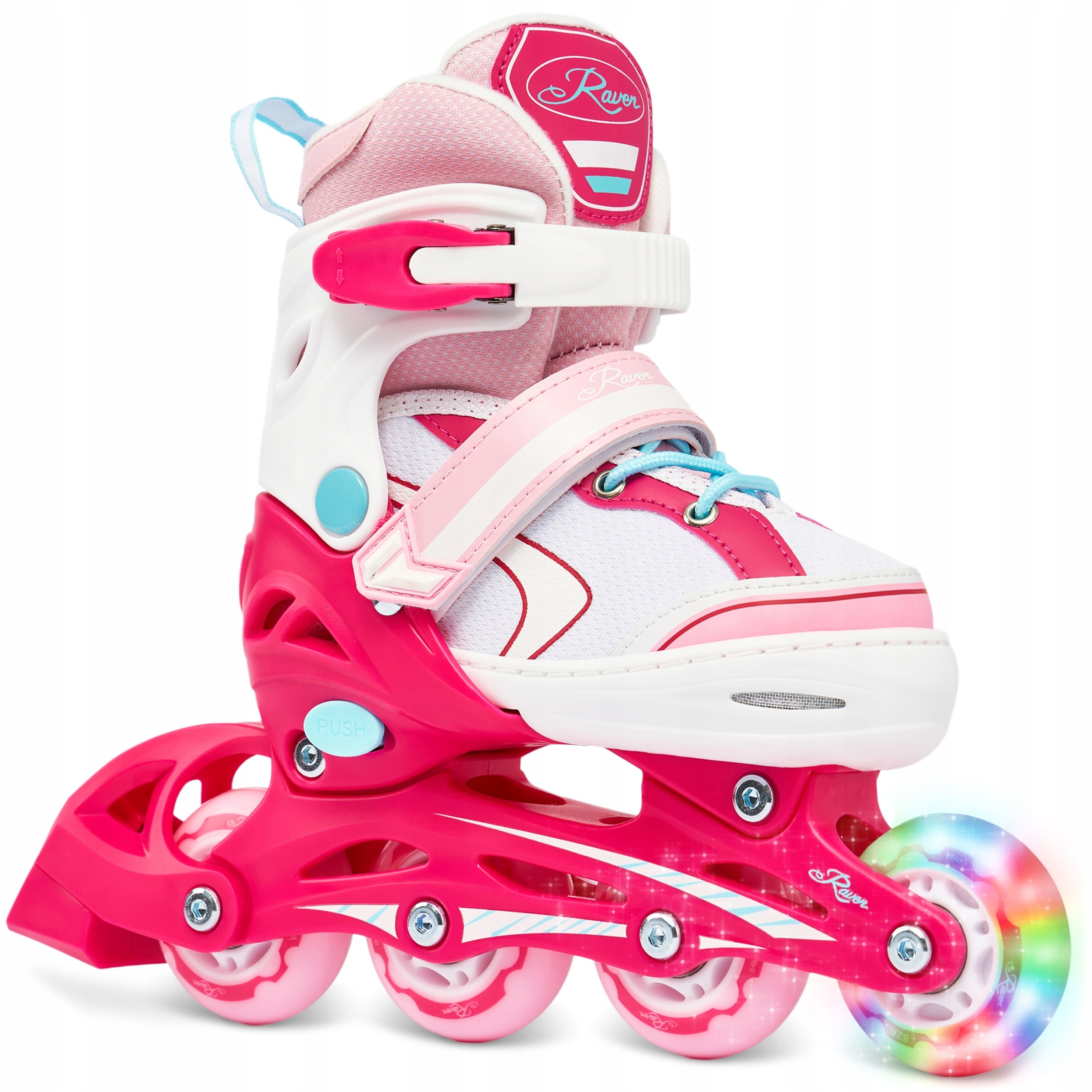 Rolki Regulowane Raven Lia Pink 34-37 Kółko Led
