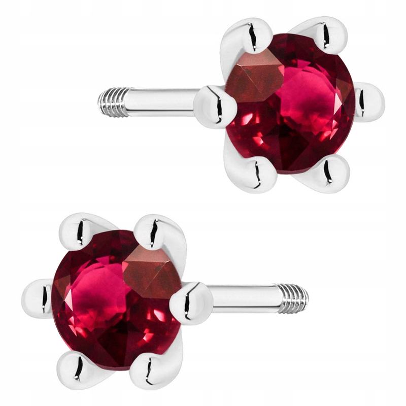 Klasické Zlaté Náušnice Dámské pr 585 14k s Rubínem 0,30ct Krabička