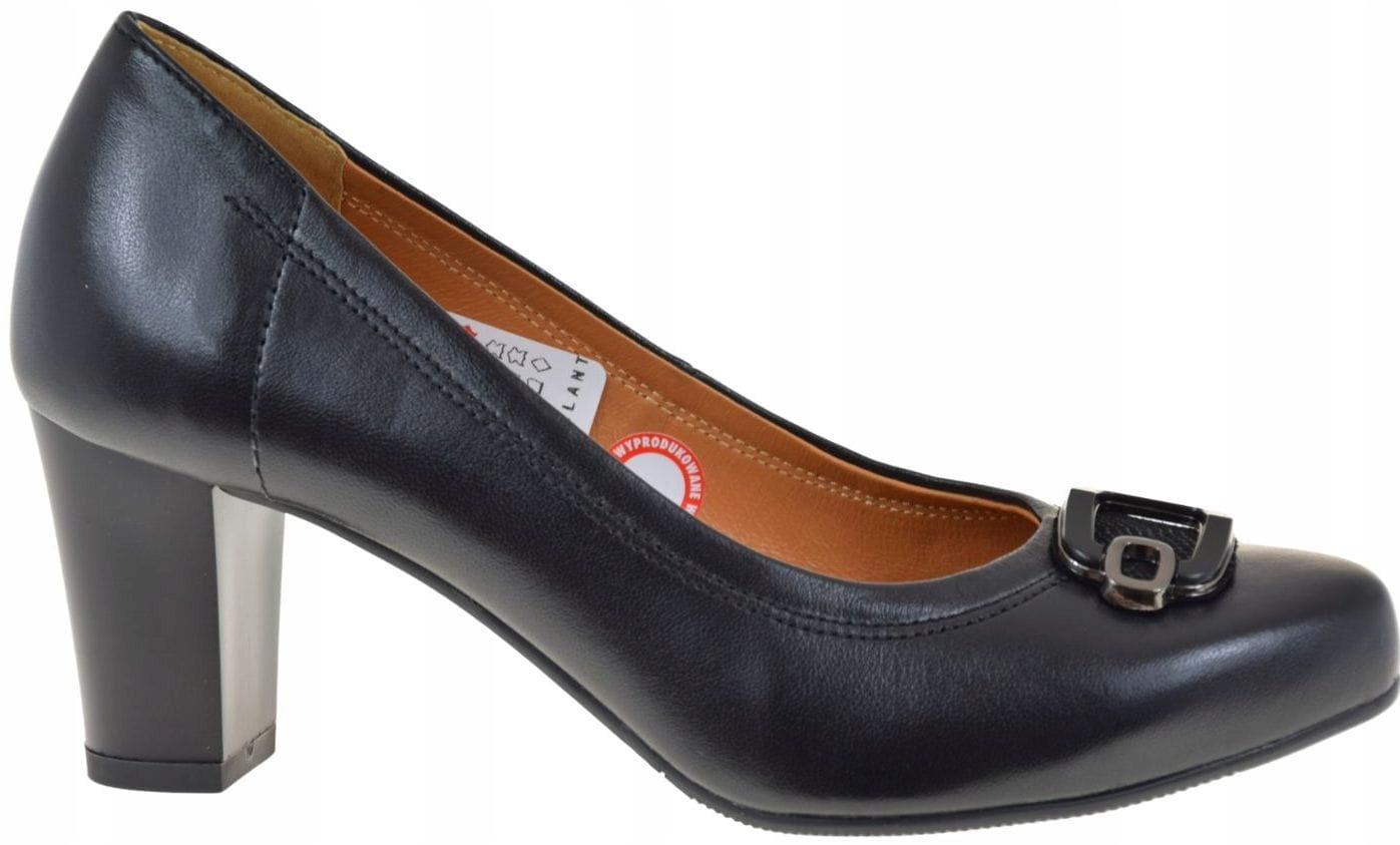 Elegantní dámské kožené módní lodičky Galant 4012 černé na podpatku R40