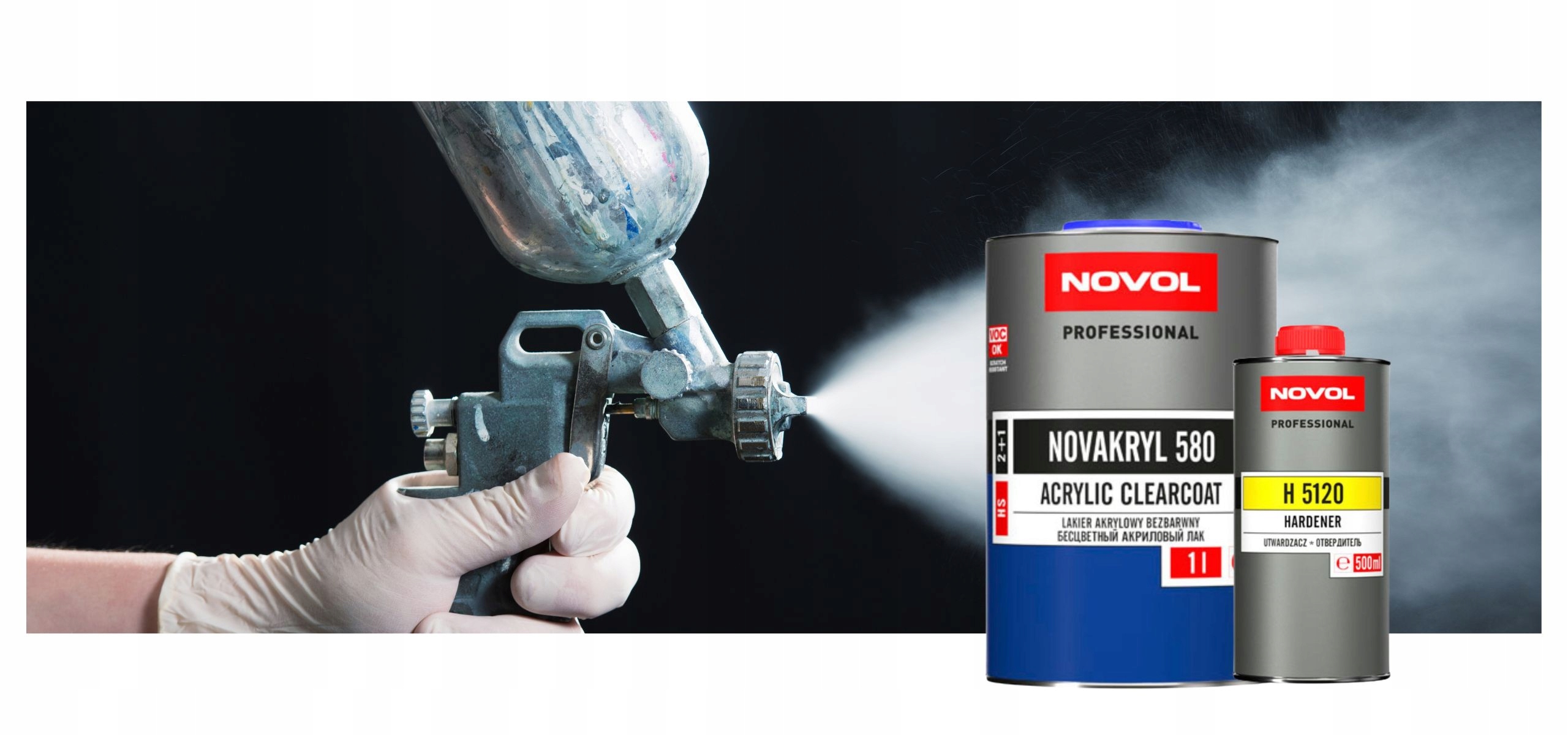 Bezbarwny Lakier Akrylowy Dwuskładnikowy Odporny na Zarysowania Novol 580 Numer katalogowy producenta 38081