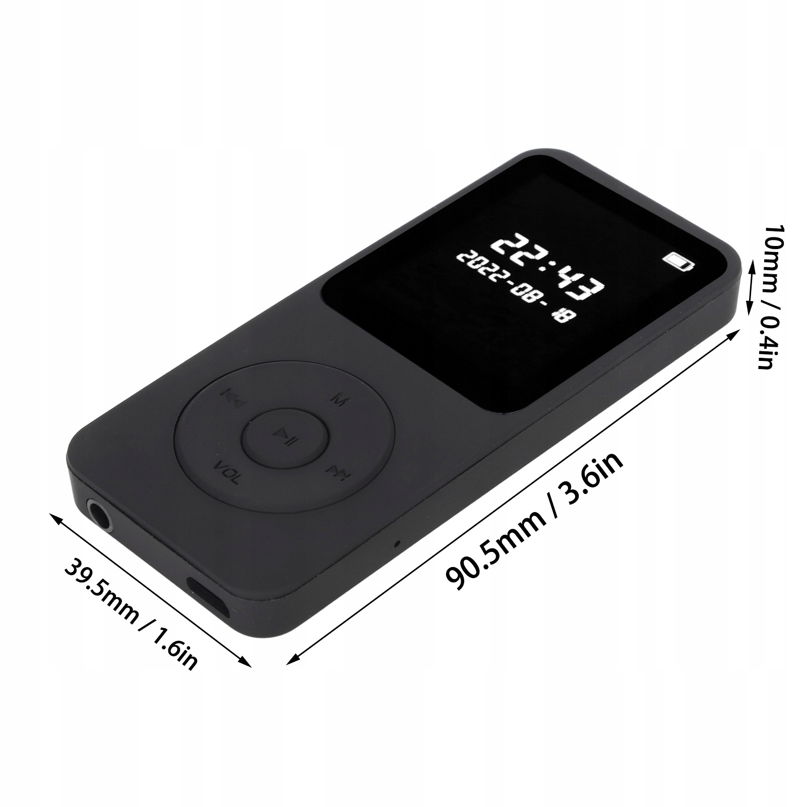 ODTWARZACZ MP4 MP3 16GB BLUETOOTH 5.0 RADIO HIFI Szerokość produktu 8 cm