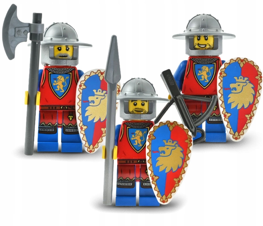 Lego Castle drużyna Rycerzy herbu Lew duża tarcza 3 figurki rycerz