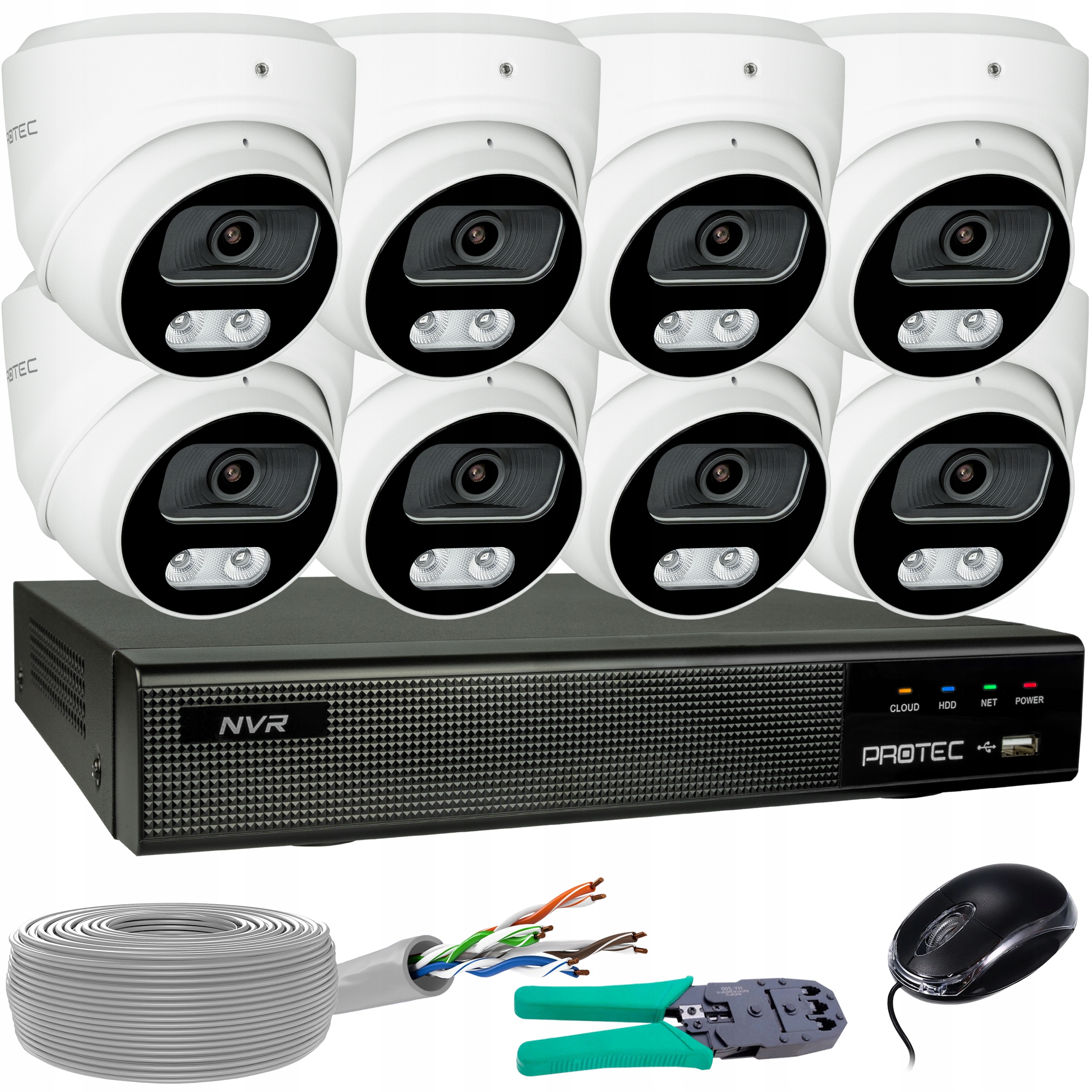 Monitorovací sada 8 kamer Ip 8MP 4K Poe Detekce lidí a vozidel bez hdd