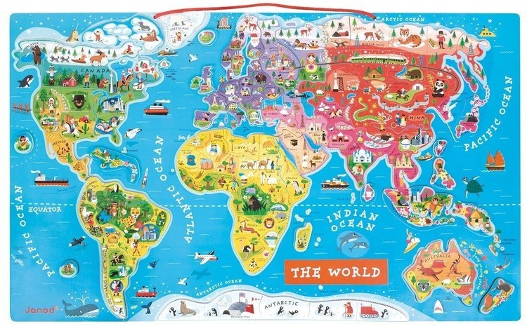 

Puzzle Magnetyczne Mapa Świata 92 El J05504 Janod