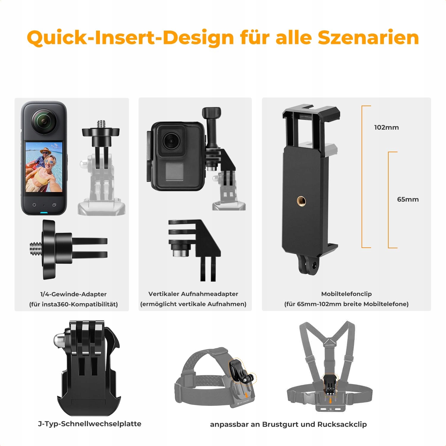K&F CONCEPT Zestaw Akcesoriów Do GoPro DJI Insta360 Kamery Akcji — miniatura 6