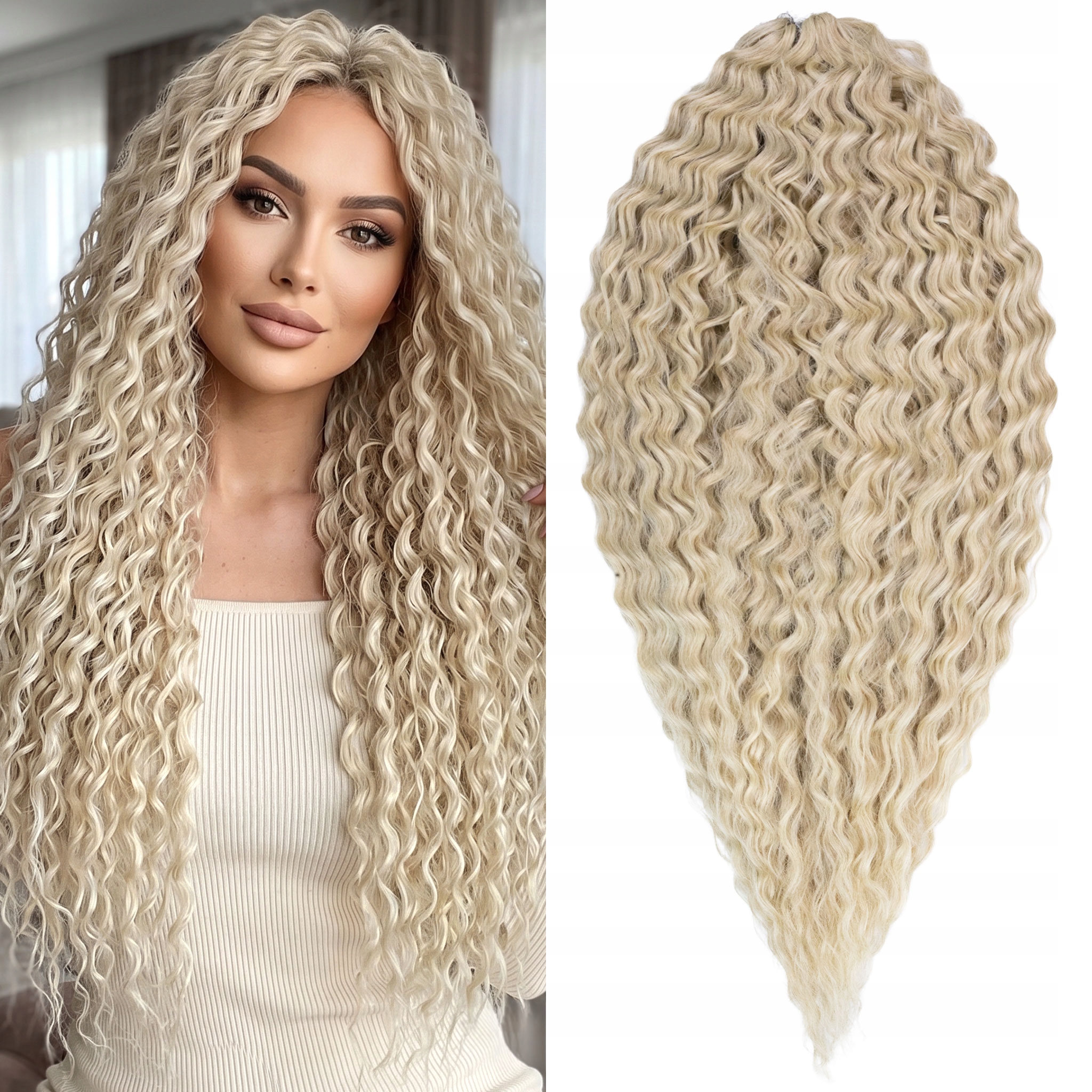 Włosy syntetyczne arielki sztuczne Afroloki Ariel Premium 55cm 300g blond