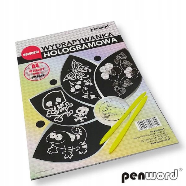wydrapywanka hologramowa  A4 a'10 SREBRNA + 2 rylce — 5