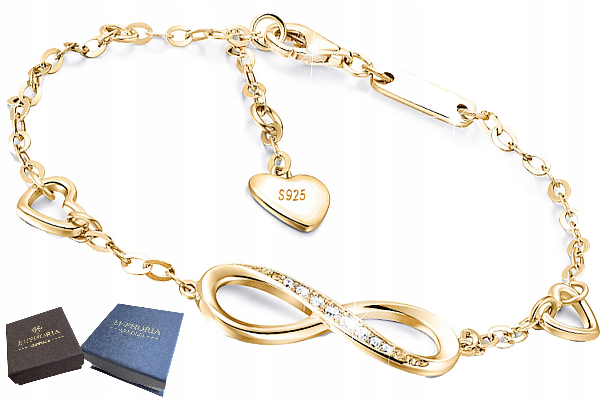 Zlatý náramek se zirkony Stříbro 925 Infinity Dárek pro ženu