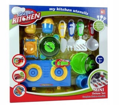 

Zestaw naczynia, kuchenka, garnki, sztućce