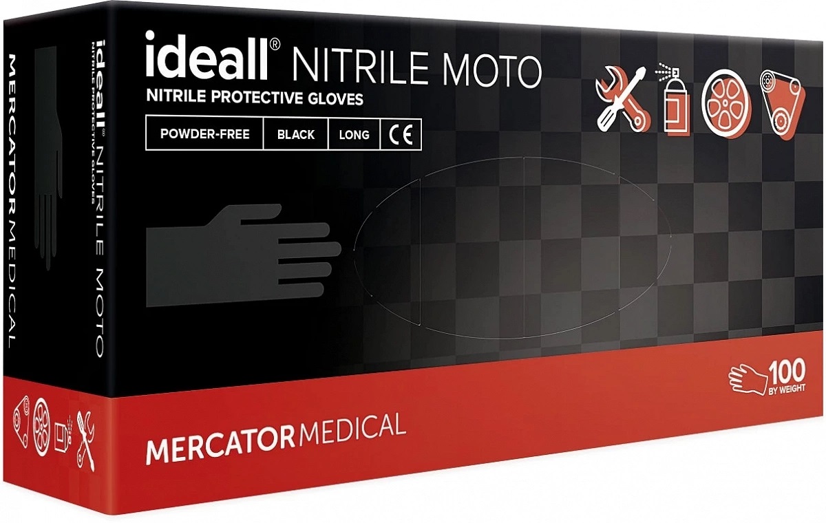 100шт IDEAL NITRILE Moto перчатки. Размер M