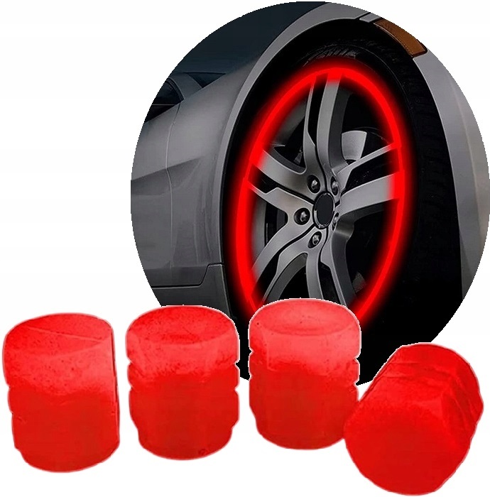 NAKRĘTKI ŚWIECĄCE FLUORESCENCYJNE NA WENTYL DO KOŁA AUTA ROWERU SAMOCHODU