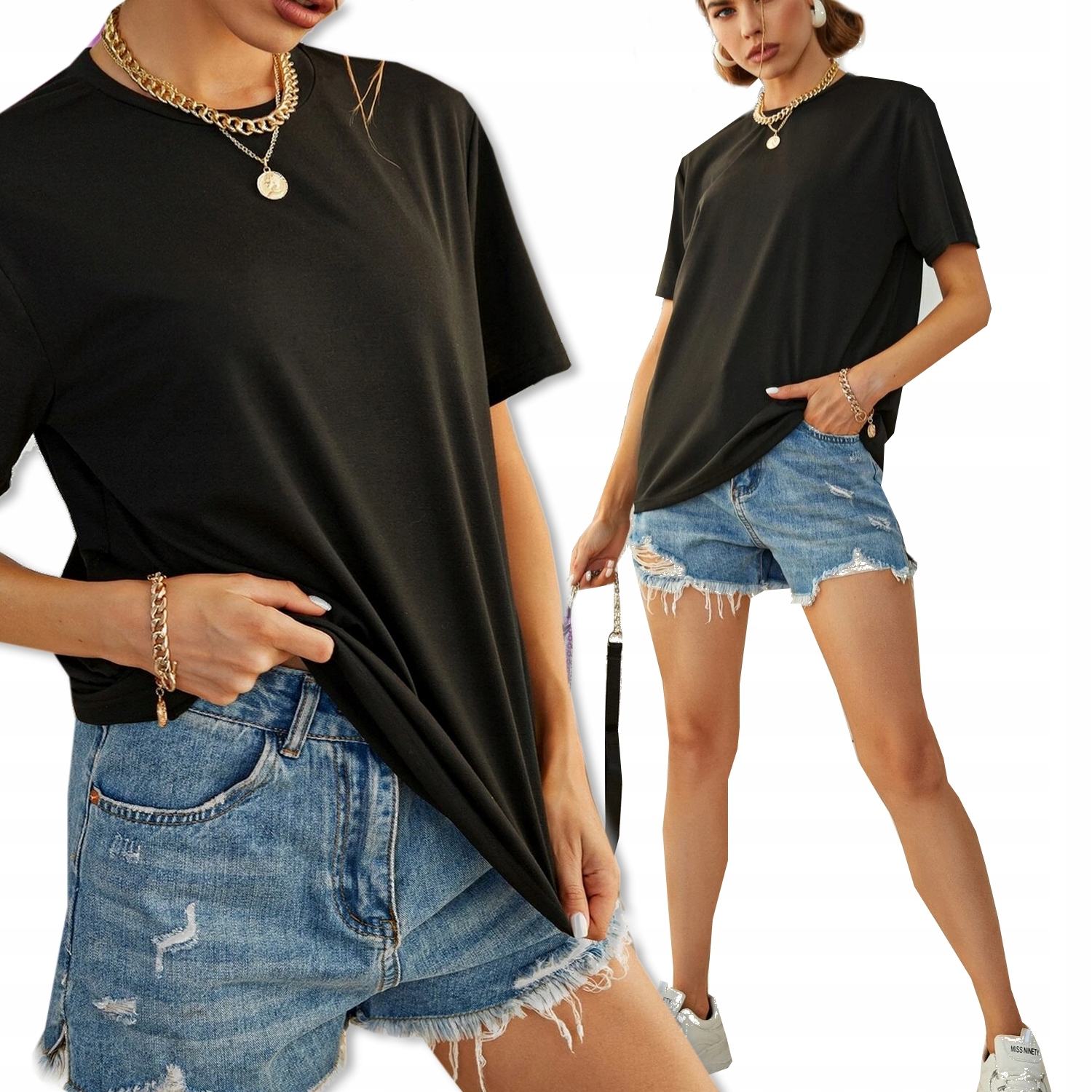 

Bluzka Oversize T-shirt Gładka Loose Fit #M c/73