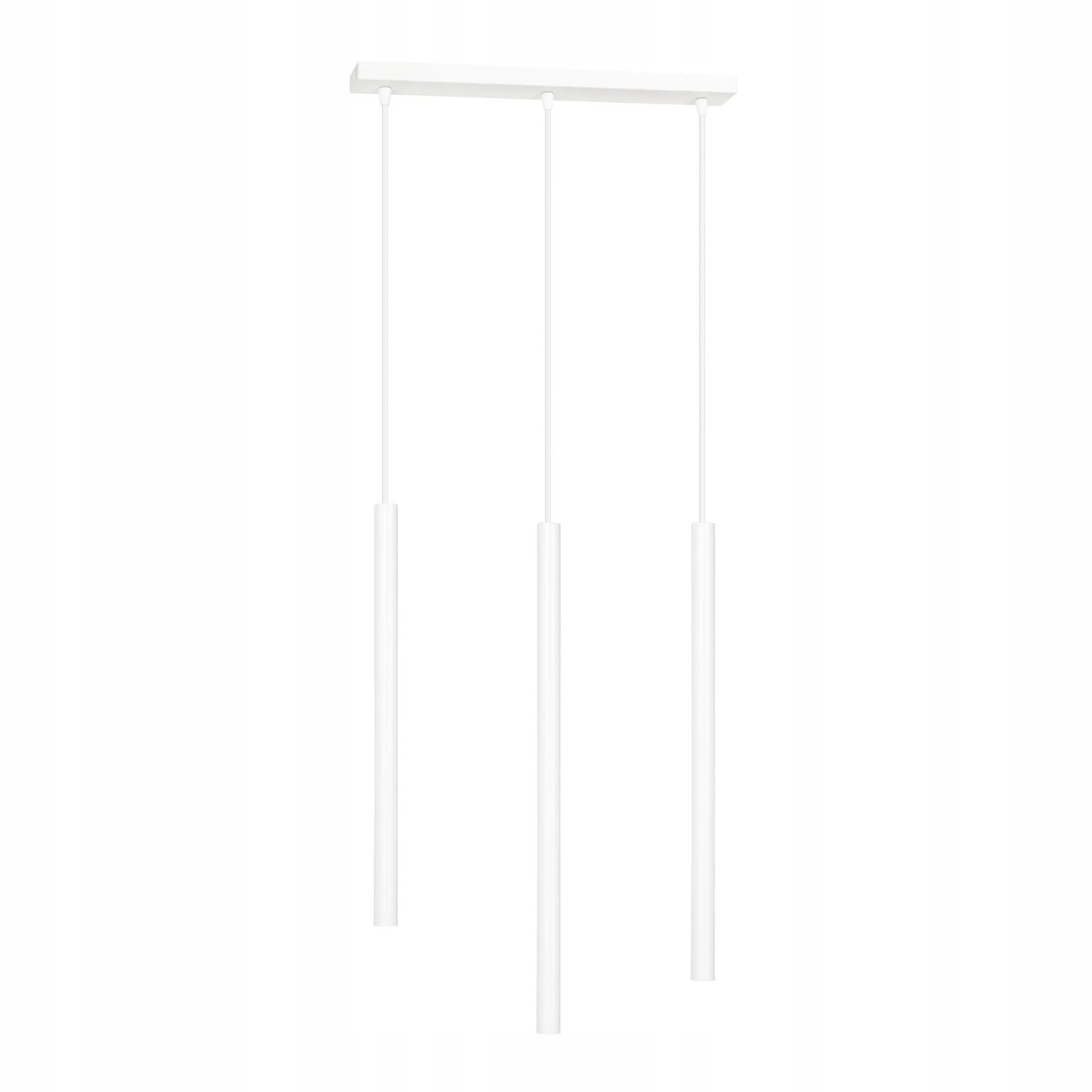 Závesná lampa s bielou lištou 45 cm, tri tuby do jedálne nad stôl Emibig