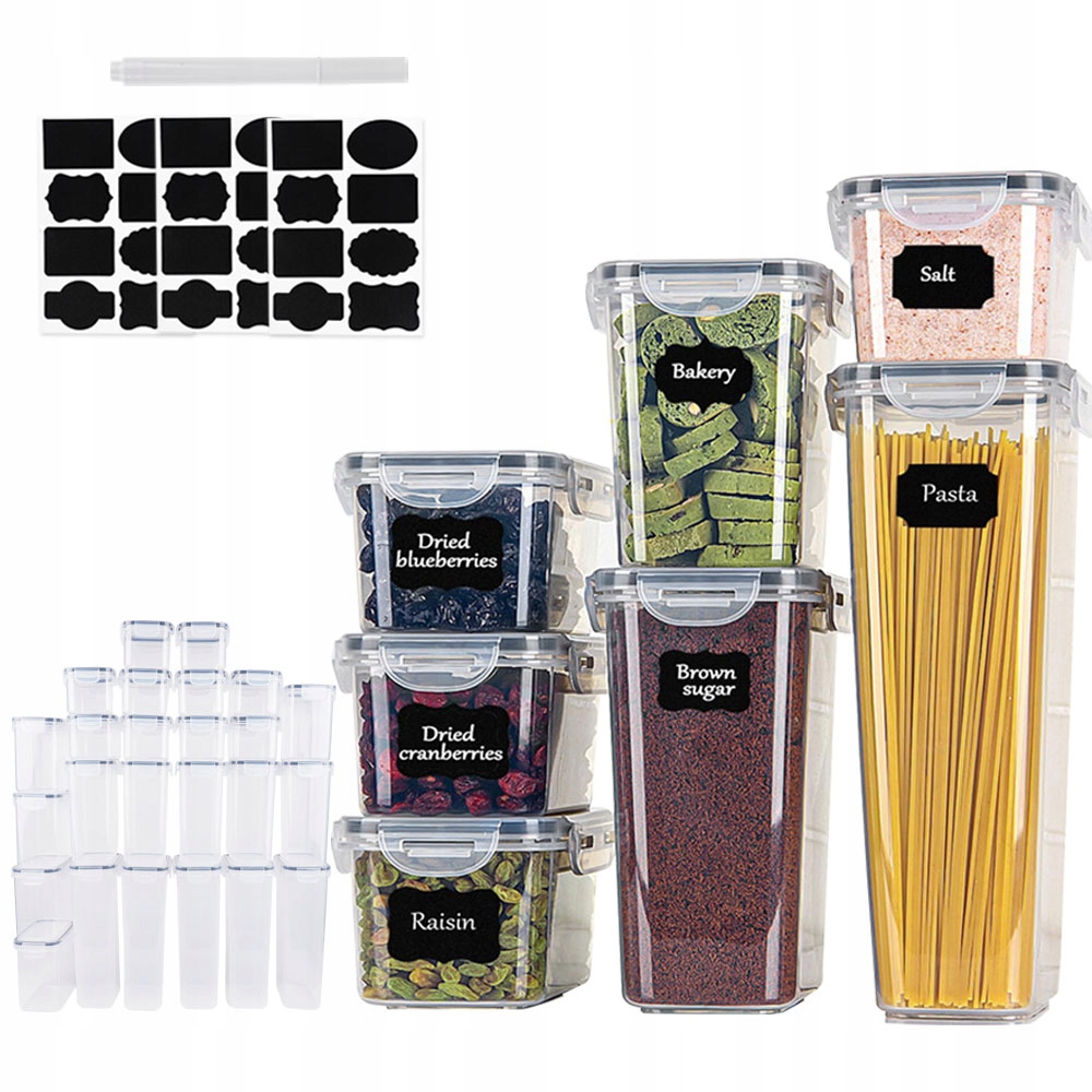 Plastová Nádoba Sada Nádob Na Kaši Těstovinové Vločky Potraviny 25 Ks