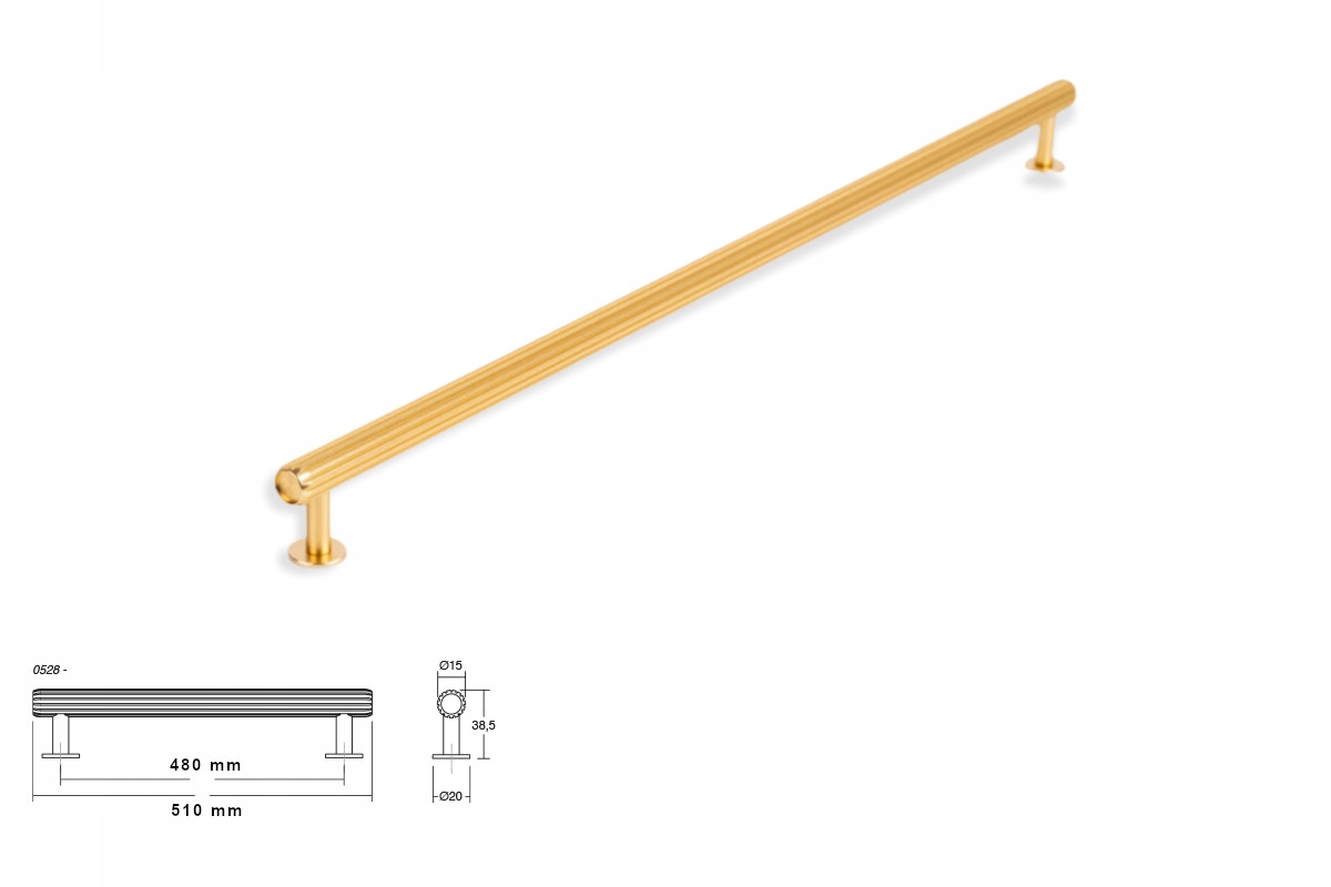 Nábytková úchytka Viefe 0528 Rille 480 mm mosaz