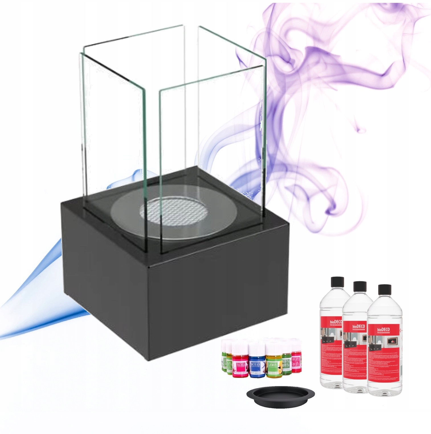 Volně stojící biokrb na stolek Tango 1 černý Set příslušenství