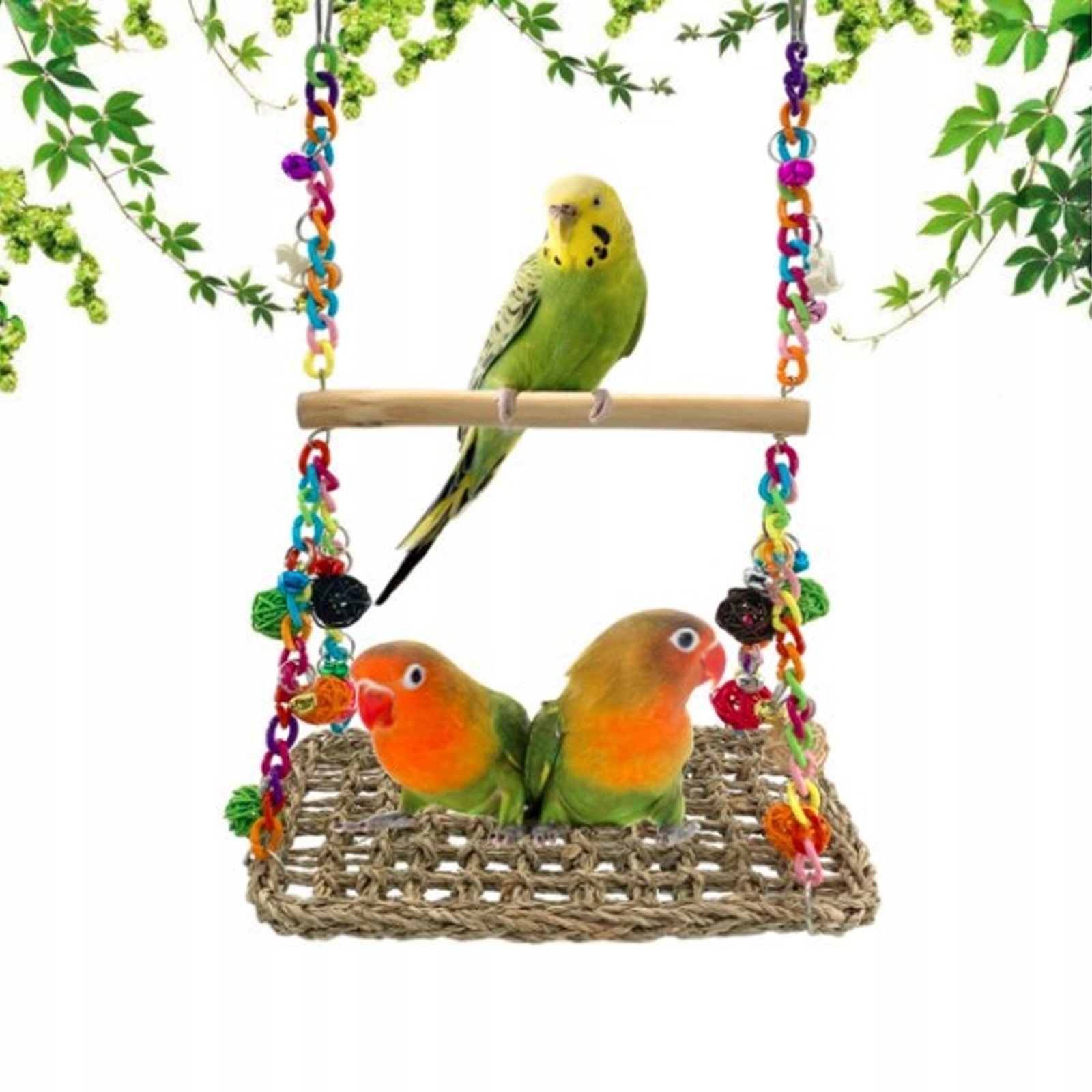 Levně Hračka – postel pro papoušky, dřevěná houpačka pro malé a středně velké ptáky