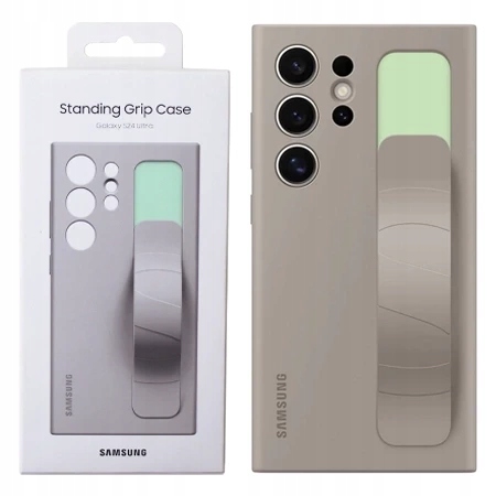 Originální Pouzdro Pro Samsung Galaxy S24 Ultra Standing Grip Case Béžové