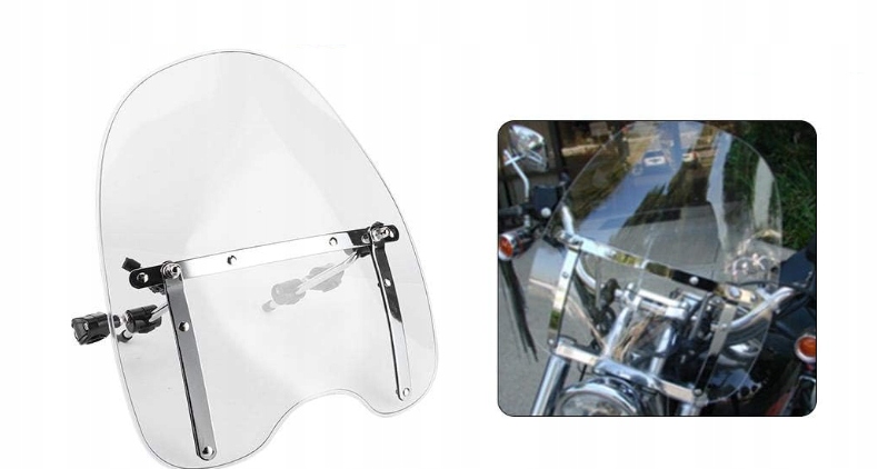 TopX Univerzální Motocyklové Sklo Chopper Cruiser Custom Rám H 46 CM