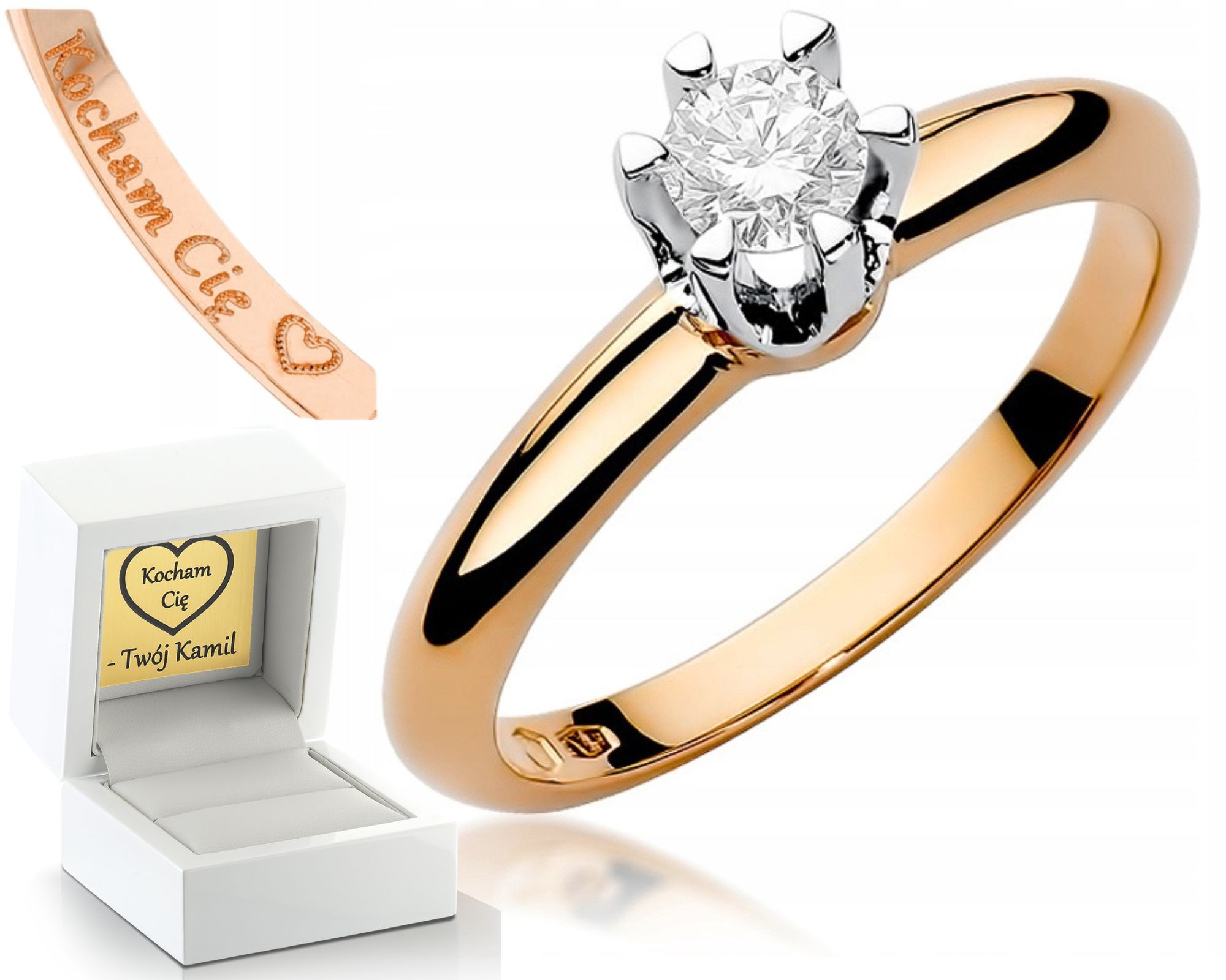 Prstýnek S Briliantem 0,30 Ct Růžové Zlato 585 Pro Ni Jako Dárek