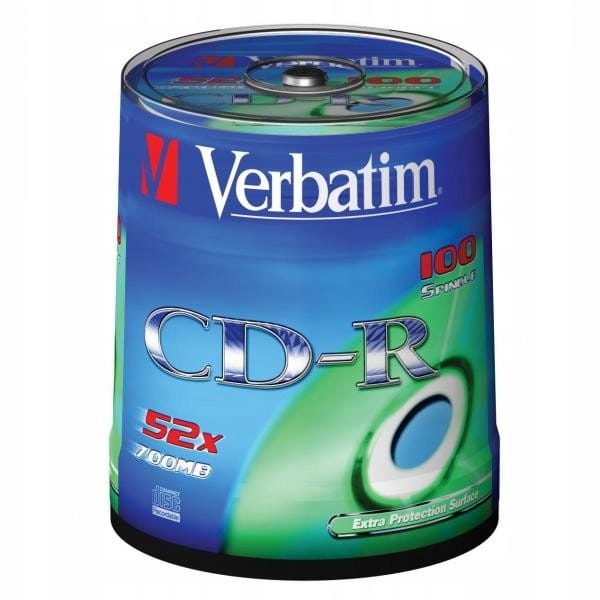 Verbatim Cd-r, 43411, Extra ochrana, 100 balení, 700 Mb, 52x, 80 min., 12 cm,