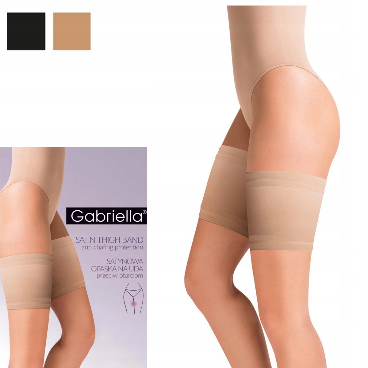 

Opaska na uda satynowa Gabriella Beige 3/4