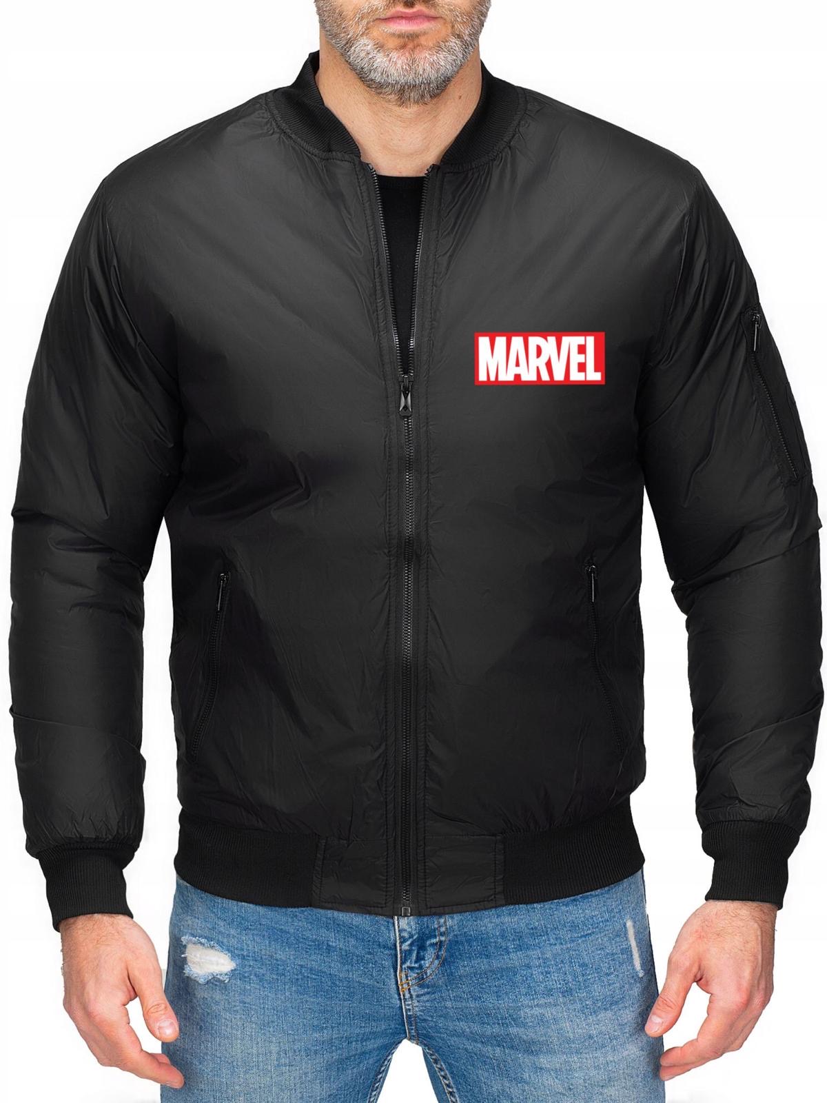 Pánská Bomber Bunda Bomber Přechodová Péřová Marvel Černá XXL