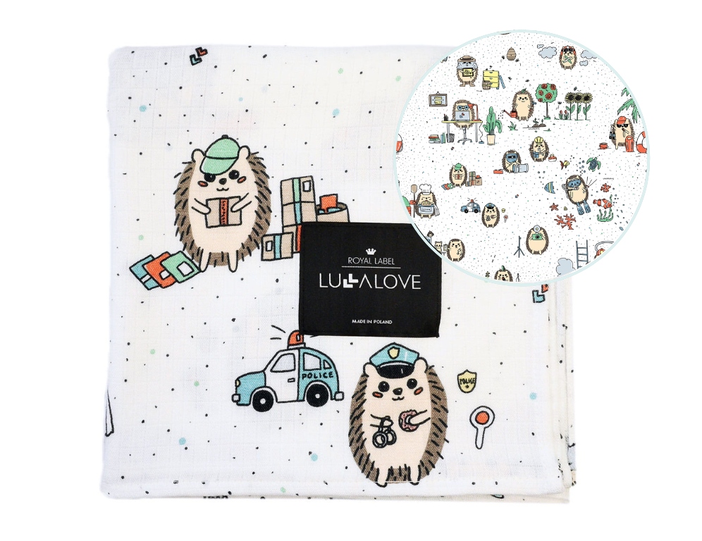 

Lullalove Muślinowy otulacz 100x100cm Jeże Zawody