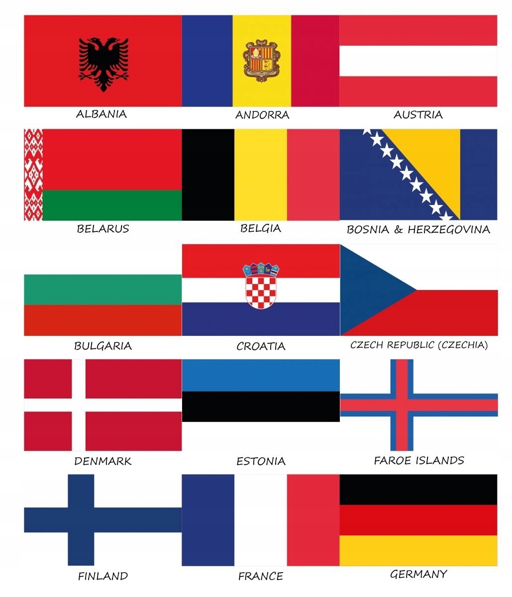 

Zestaw flag Europy 50x70 mm