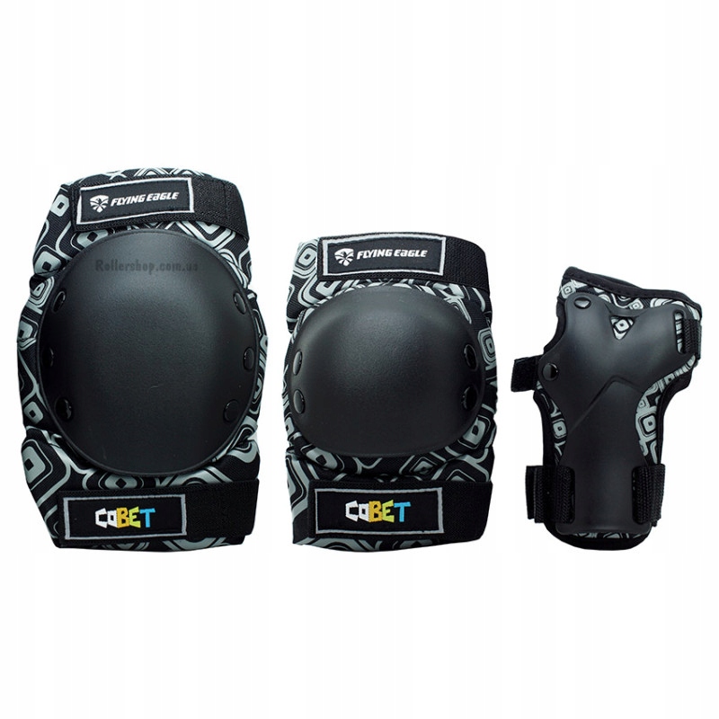 Komplet ochraniaczy na rolki Flying Eagle Cobet czarne Xs (od 4 do 9 lat)