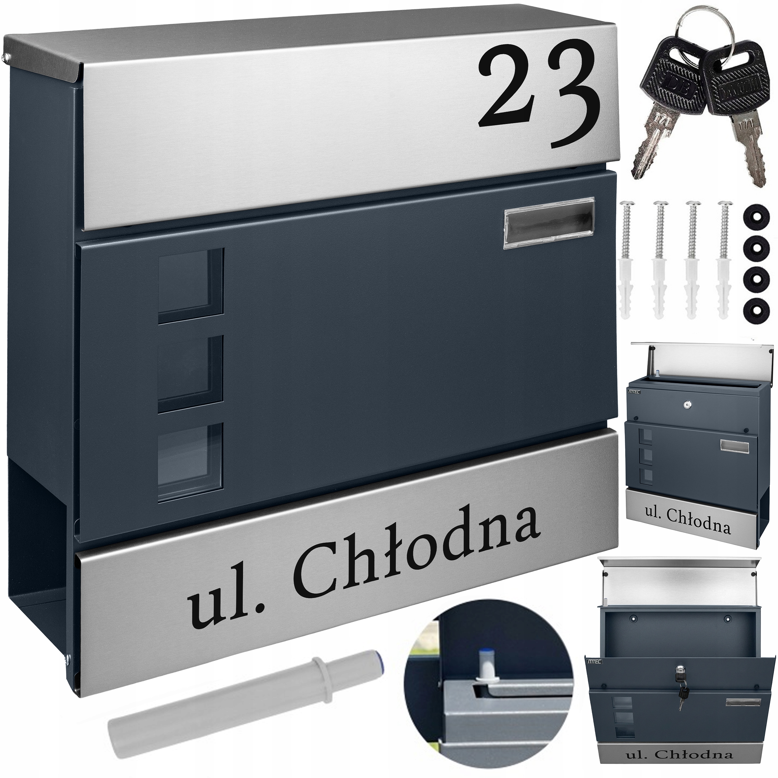 Poštovní Schránka S Adresou A Nápisem Antracitová Poštovní Velká na A4 RAL7016