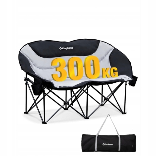 Dvojitá turistická kempingová stolička Kingcamp do 300 kg, skladacia