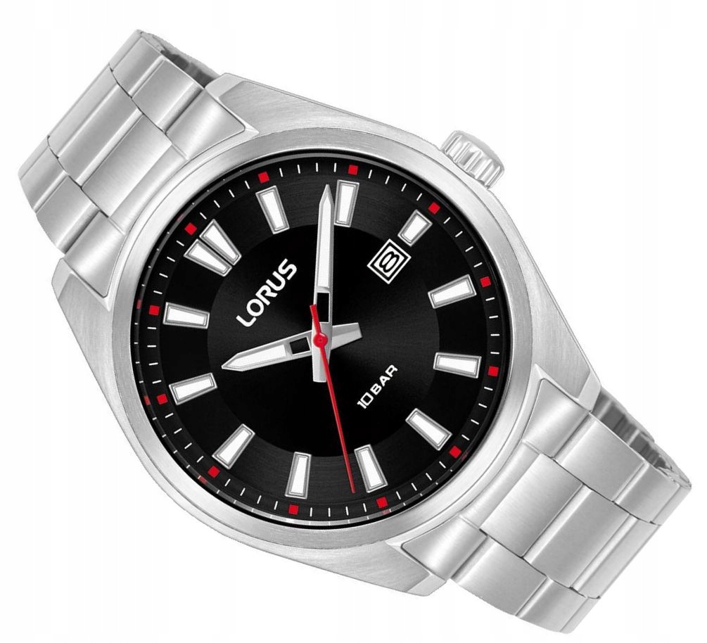 Černé Pánské Vodotěsné Sportovní Ocelové Hodinky Lorus RH917SX9 Datumovka