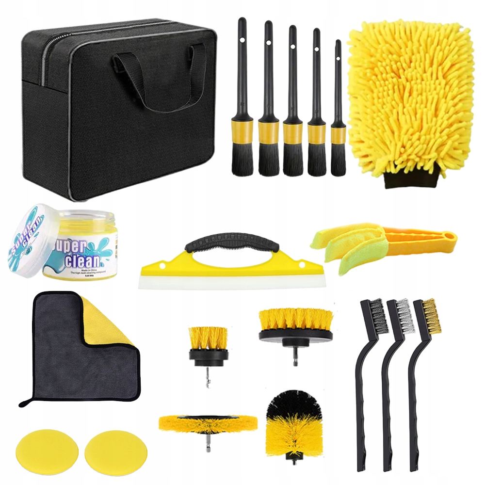 ZESTAW DO DETAILINGU CZYSZCZENIA AUTA SZCZOTKI SAMOCHODOWE DETAILING 20EL