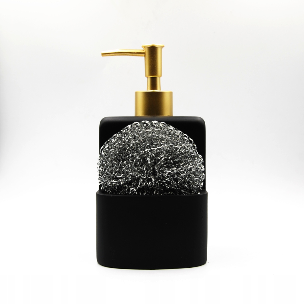 

Dozownik kuchenny gąbką Czarno-złoty 300ml naczyń