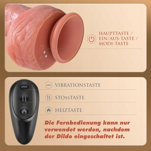REALISTISCHE DILDOS 22CM Podgrzewany Dildo Z Funkcją Pchającą — miniatura 6