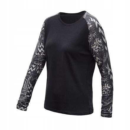 Sensor Merino Blend Impress dámské triko dl.rukáv černá/zebra velikost S