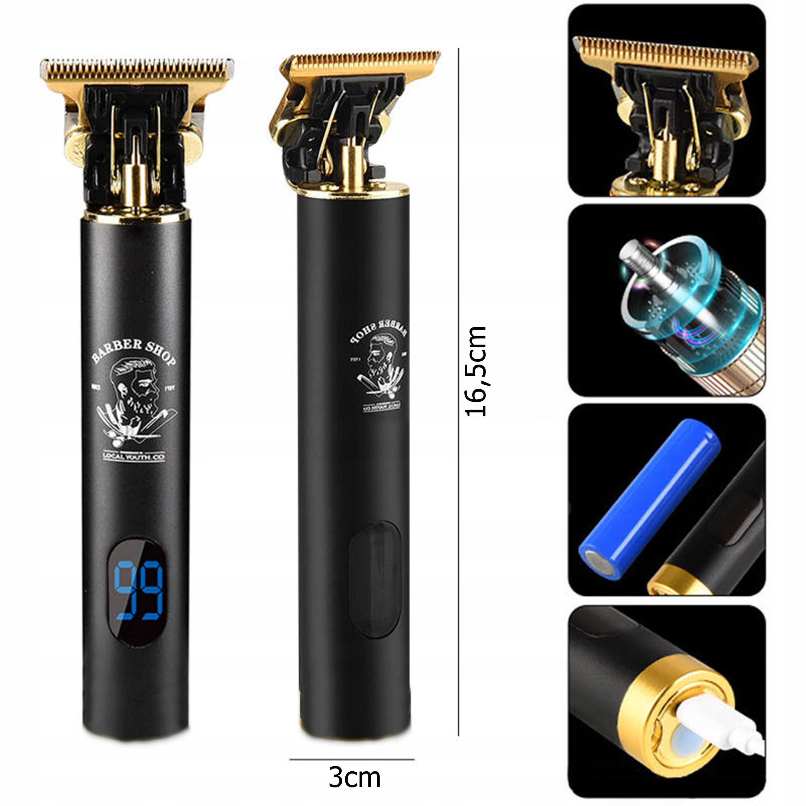 MASZYNKA DO GOLENIA BRODY WŁOSÓW GŁOWY STRZYŻENIA TRYMER LED Z NASADKAMI Liczba sztuk 1 szt.