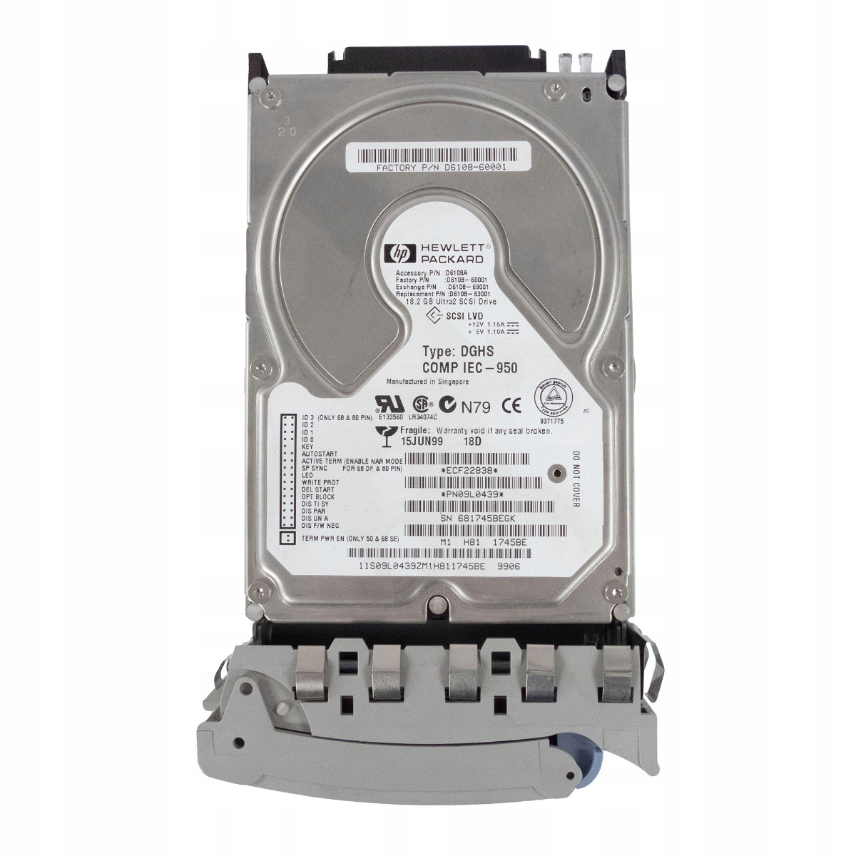 Hp D6108-60001 D6108-63001 D6108A 18.2GB 7.2K 2MB ULTRA2 Scsi 3.5"
