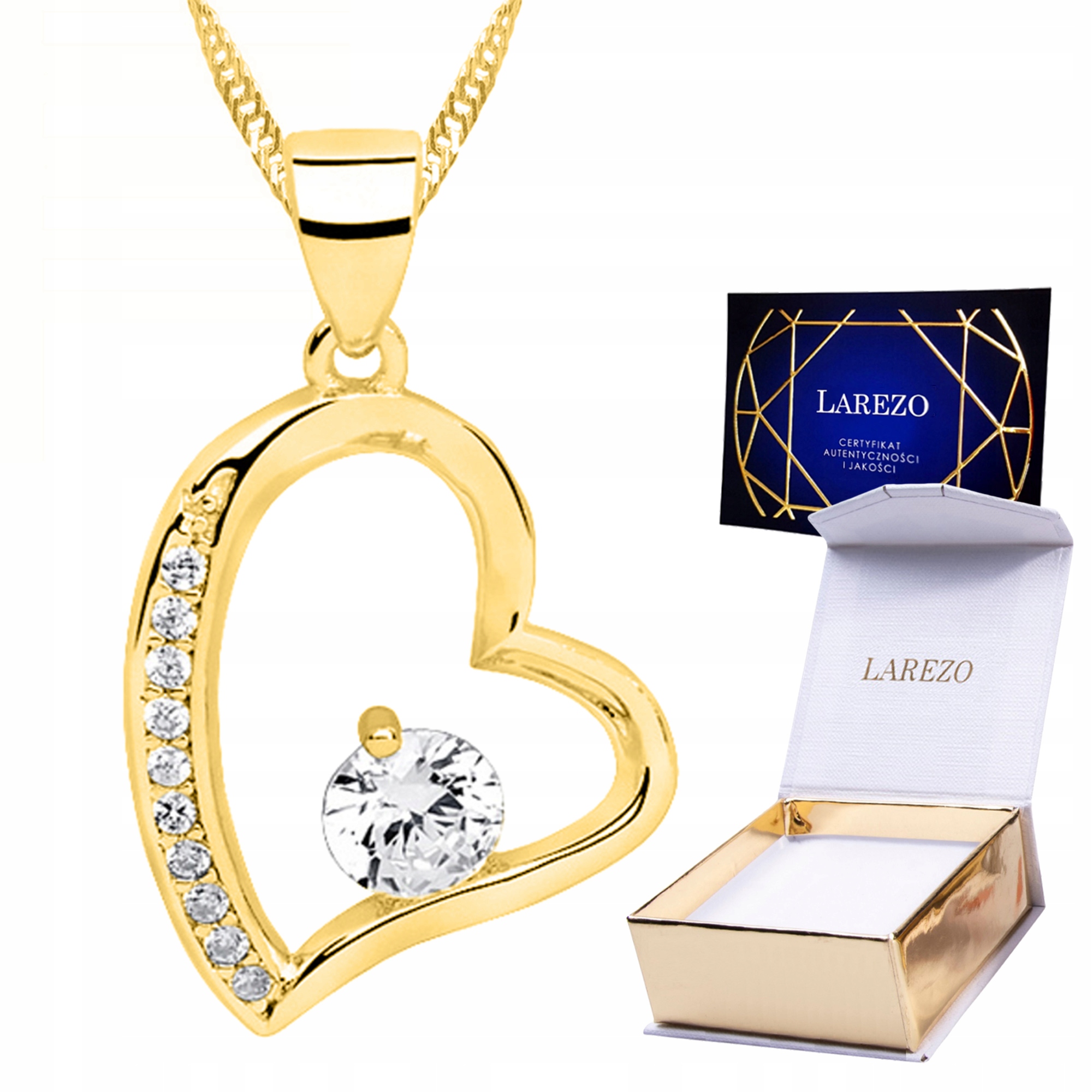 Zlatý náhrdelník Srdce Srdíčko Zirkony se srdcem Láska Stříbro 925