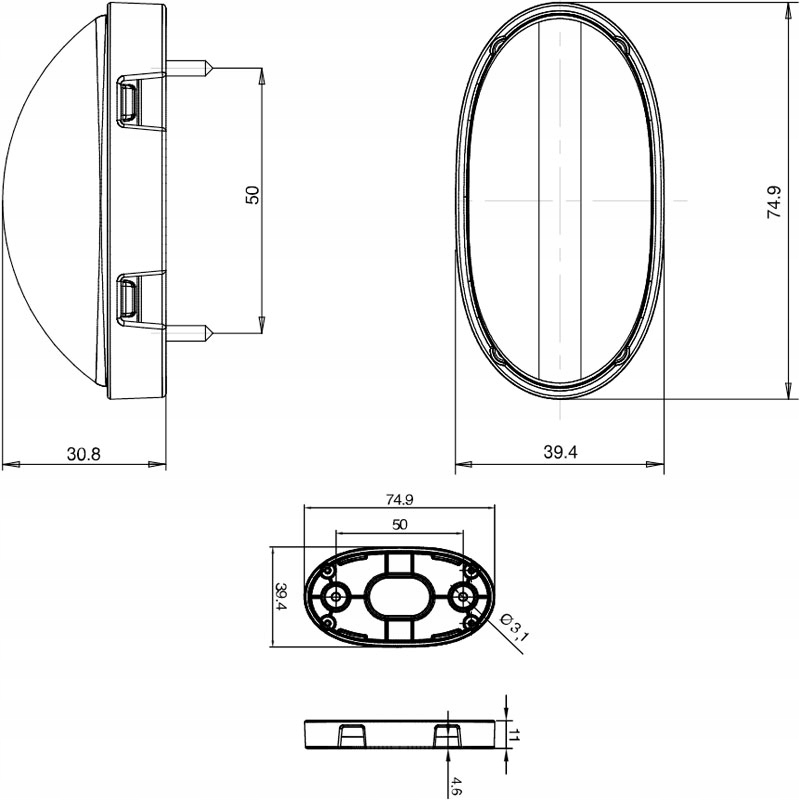 LAMPA OBRYSOWA LED DIODOWA 12-24V LAWETA TIR WAŚ Producent części WAŚ