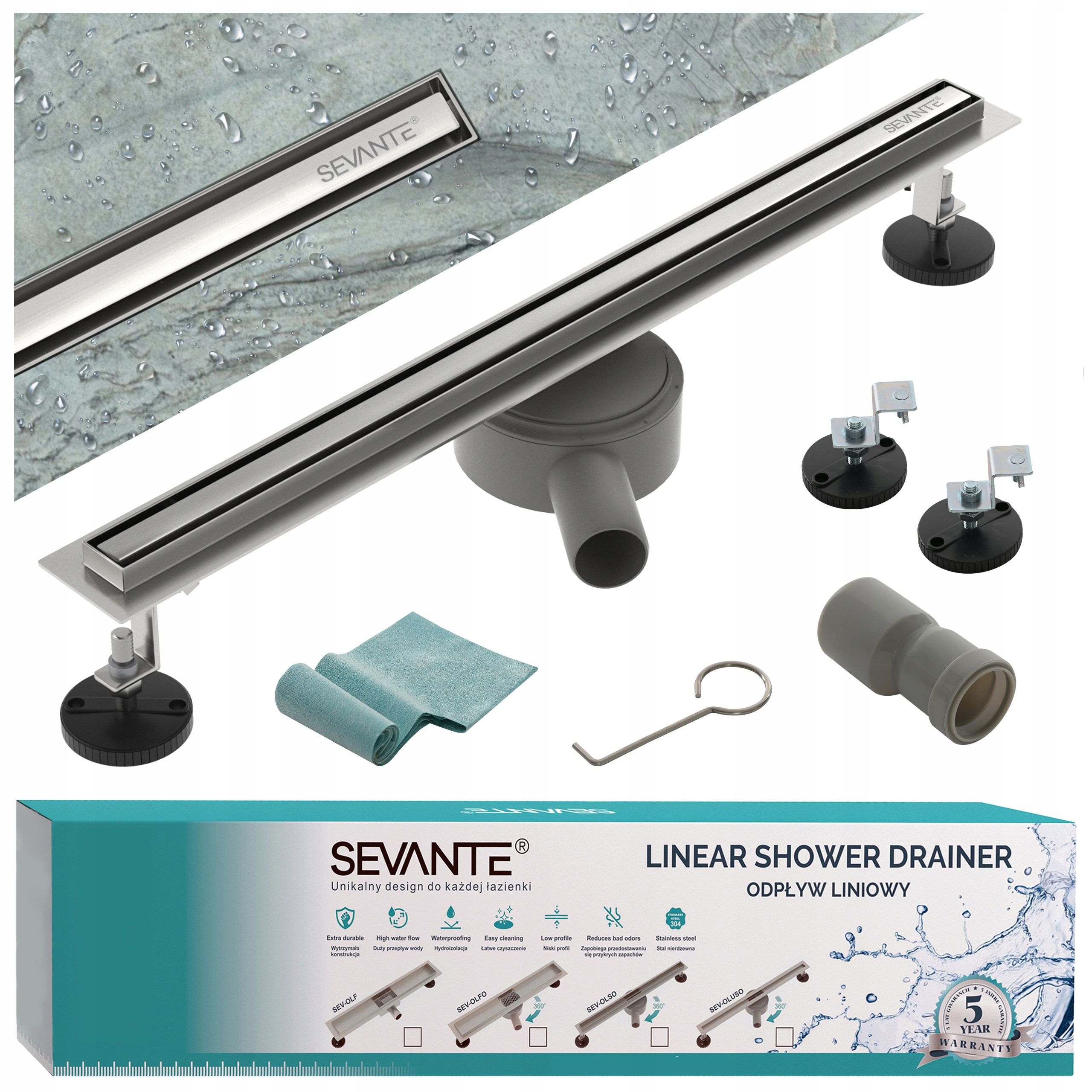 Lineárny odtok Slim 100 cm otočný sifón inox oceľ 304 veľká priepustnosť