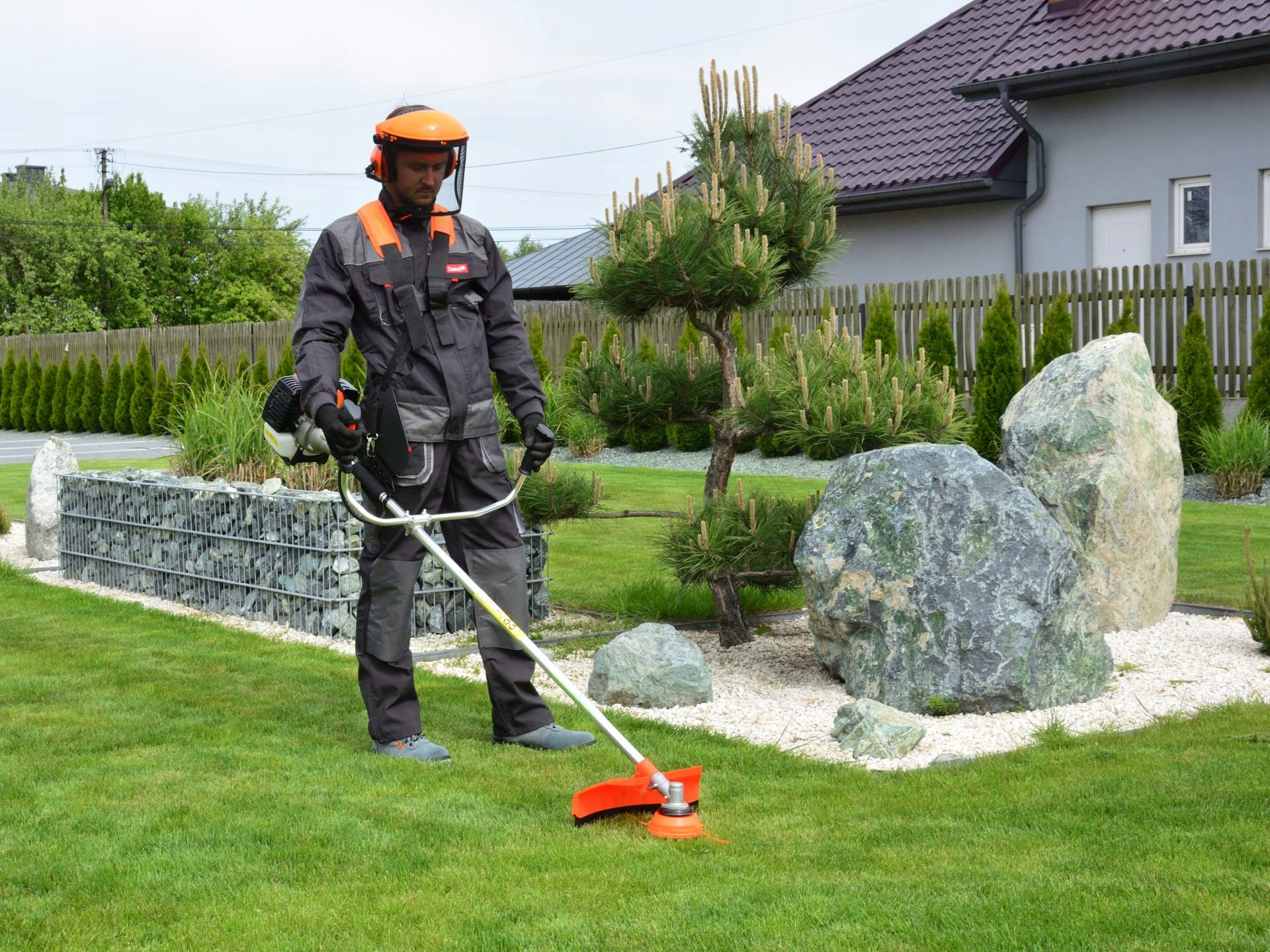 KOSA SPALINOWA KOSIARKA PODKASZARKA ŻYŁKOWA TARCZA MASKA OCHRONNA POJEMNIK Średnica cięcia 43 cm